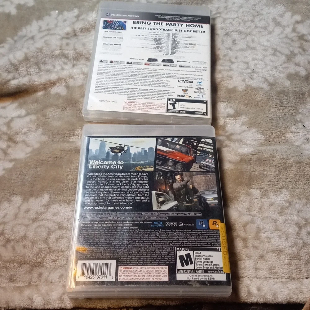 Lot 33- 2 PS3 GAME LOT Includes - Dj hero 2, and Grand theft auto IV PS3 GAMES
